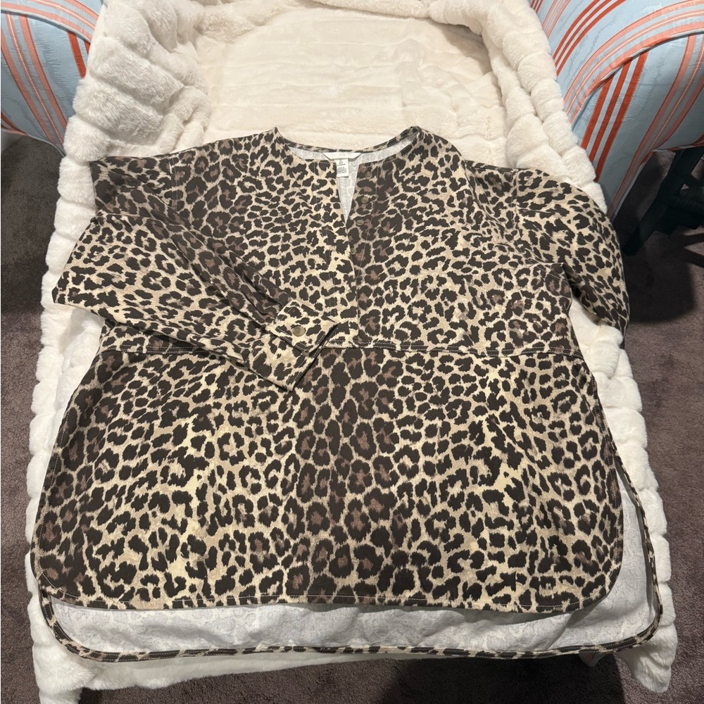 H&M Leopard Print Shirt with Button Detail